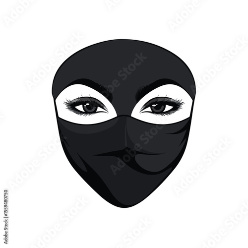 Black Face Mask Cartoon Vector Illustration Isolated