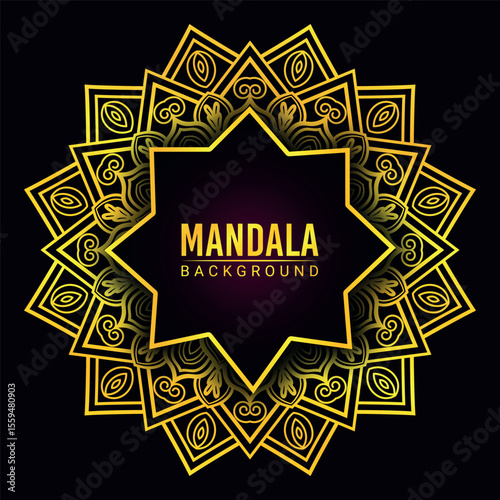 Decorative golden mandala background with intricate pattern for elegant traditional art concept
