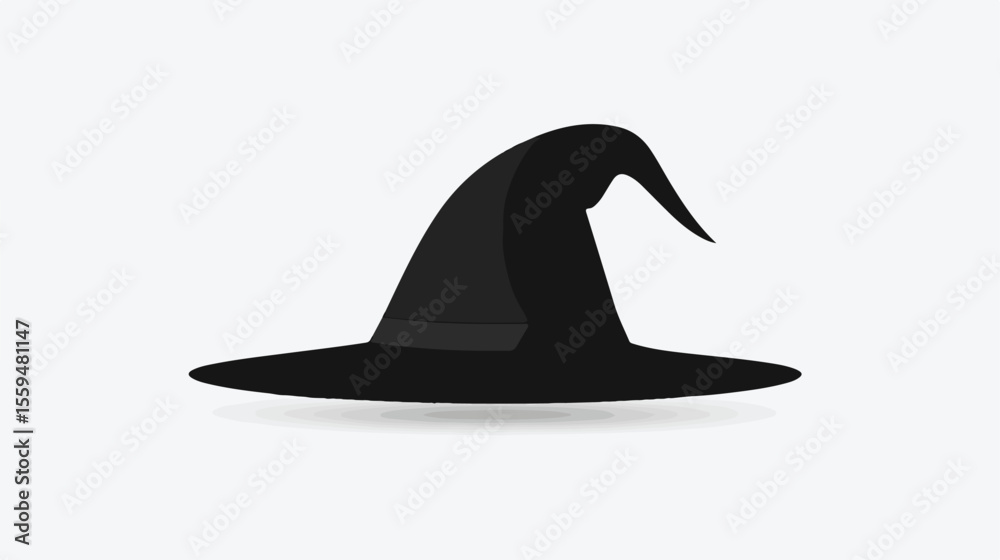 Fototapeta premium Black Witch Hat Flat Vector Illustration