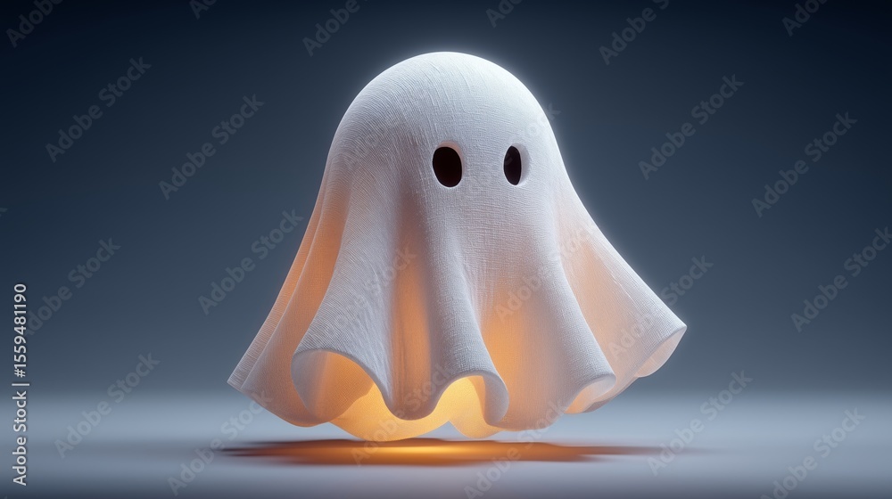 Glowing Floating Ghost in Dark Room Glowing Floating Ghost in Dark Room