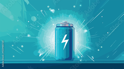 Blue Battery Supply Energy with Power Ray Flat