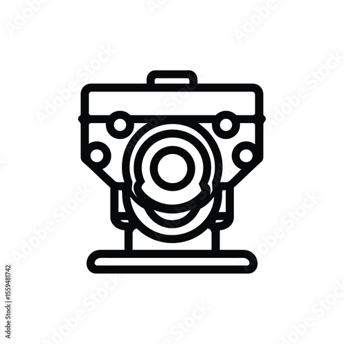 Linear Illustration of A Car Engine Icon on a White Backdrop