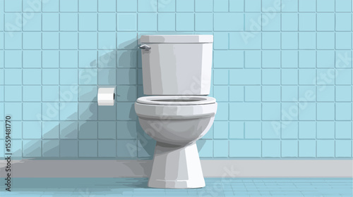 Modern Bathroom Interior Design with Toilet, Sink, Paper, Furniture, and Cabinet