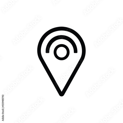 Location pointer icon with wifi signal outline on a transparent background