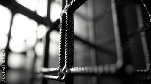 Detailed view of metal mesh or wire grating, displaying intricate patterns and textures