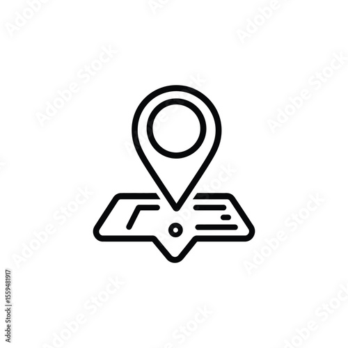 Map Pin Pointer on Location with Transparent Background Outline Icon Style
