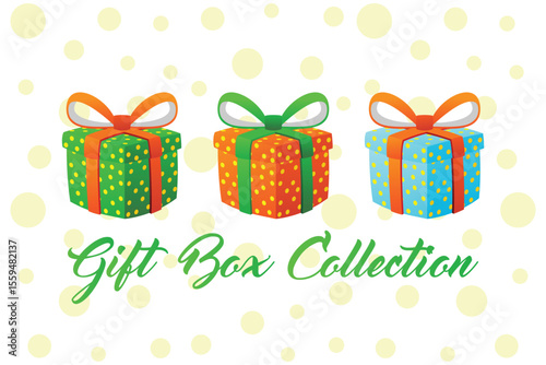 Gift Box Present with Various Bright Colorful Wrapper 3D Cartoon Set Collection Vector