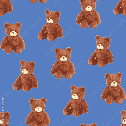 Seamless Teddy Bears Pattern 06 July 2025