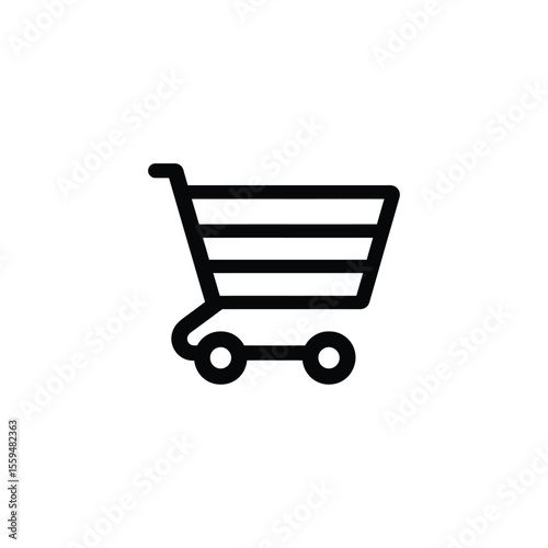 Minimalist Shopping Cart Icon Isolated on Transparent Background for Online Commerce