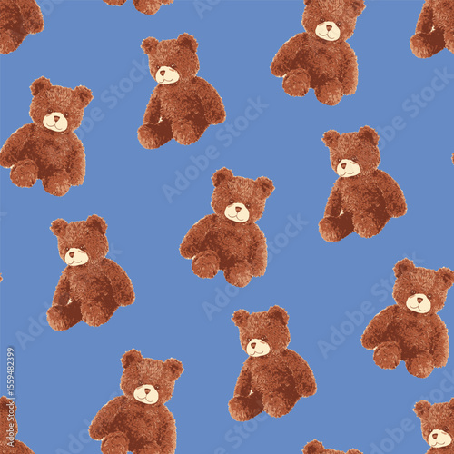 Seamless Teddy Bears Pattern 07 July 2025