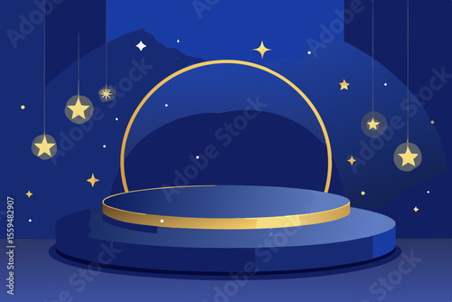 minimalist dark blue stage backdrop smooth clean elegant premium modern classy soft