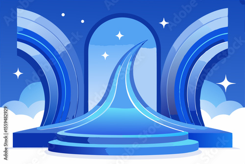 modern blue stage background flowing smooth premium elegant clean classy minimal light