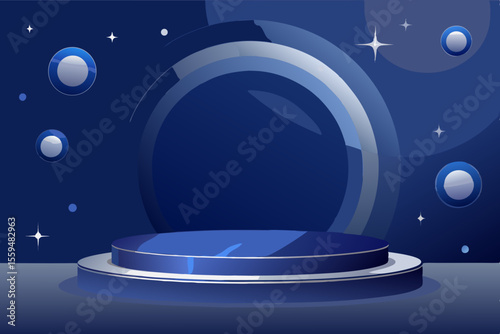 premium dark navy blue stage background elegant event scene backdrop