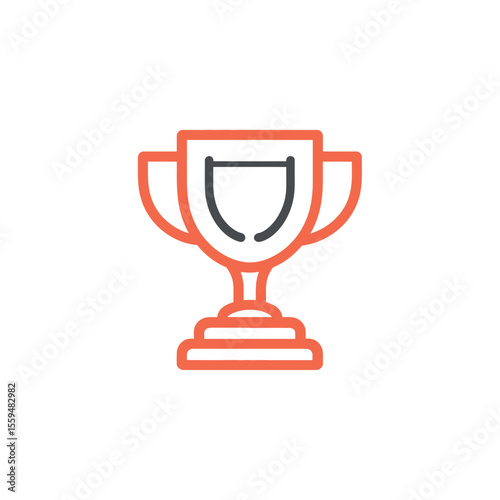 Orange outline of trophy cup with gray detail isolated on a white background