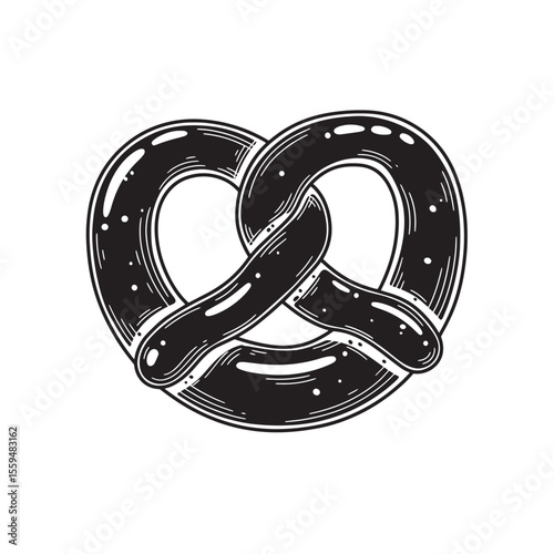 Delicious classic pretzel illustration a vintage art silhouette depicting traditional bavarian baked goods perfect for design projects