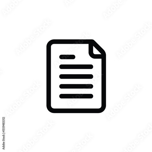 Outline Icon with Curved Edge and Horizontal Lines on Transparent Background