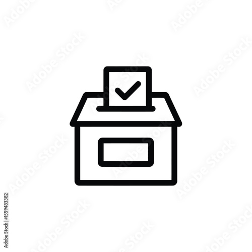 Outline of ballot box with submitted form against a transparent background