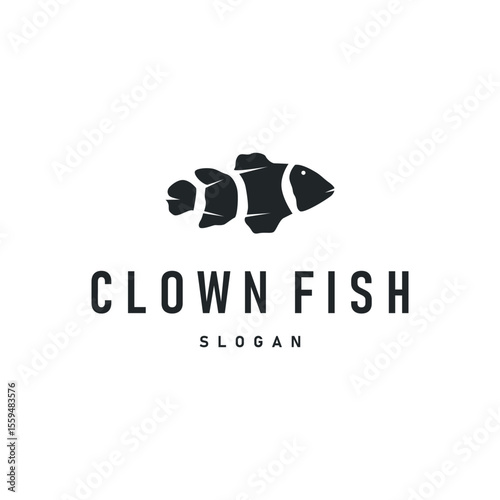 clown fish logo design with minimalist concept ocean aquarium fish nemo ornamental templet icon illustration symbol