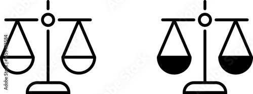 Justice scale, Legal balance symbol, Law and ethics icon vector illustration