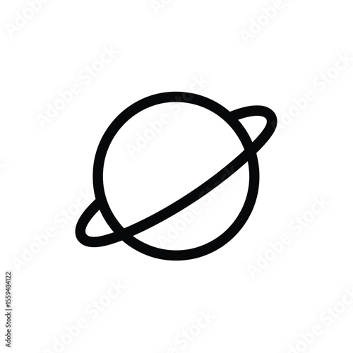 Planet Ring Orbit Icon Silhouette Outline on a Transparent Background