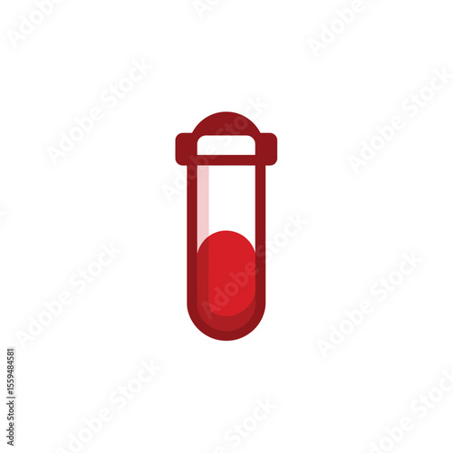 Red Topped Test Tube With Transparent Background Filled With Dark Red Liquid