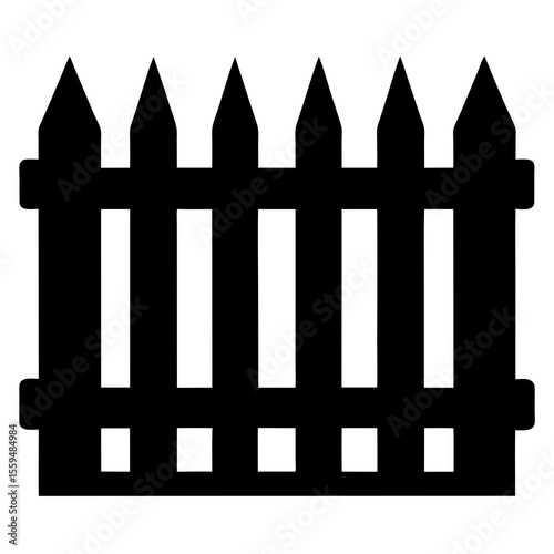 Fence Silhouette Black Vector  Classic Barrier Design for Garden and Property Projects