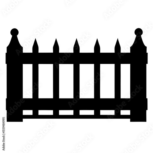 Fence Silhouette Black Vector  Classic Barrier Design for Garden and Property Projects
