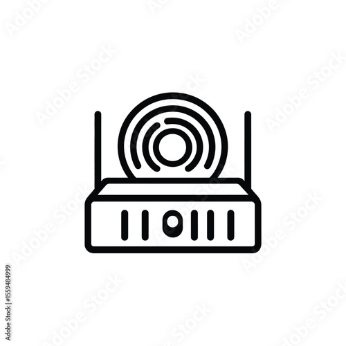 Router with Antenna Symbol on Transparent Background, Simple Line Icon