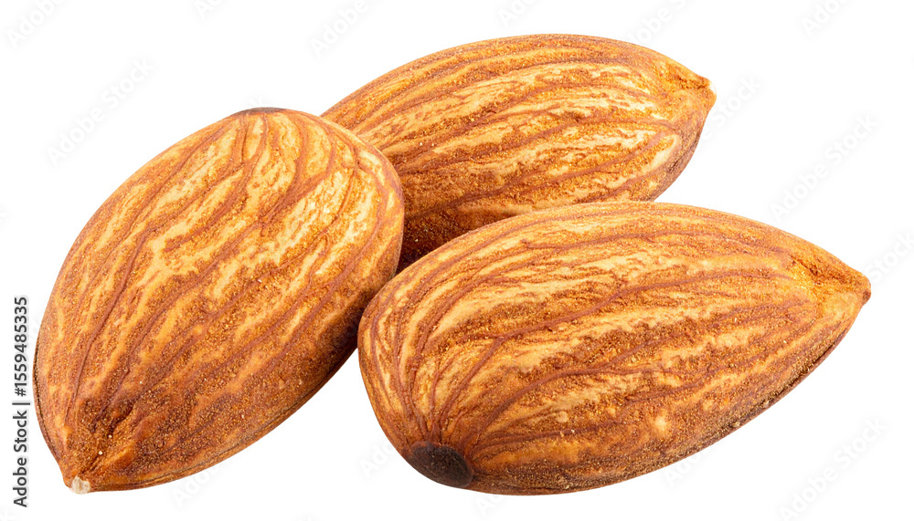 Roasted Marcona Almonds Spanish variet Isolated on transparent background. Roasted Marcona Almonds Spanish variet Isolated on transparent background.