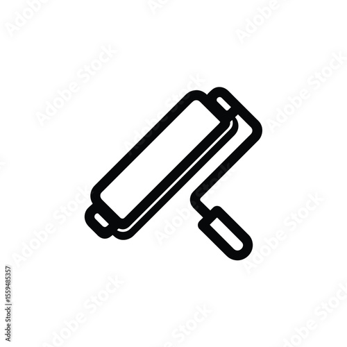Simple Black and White Illustration of a Paint Roller Icon for Painting Projects