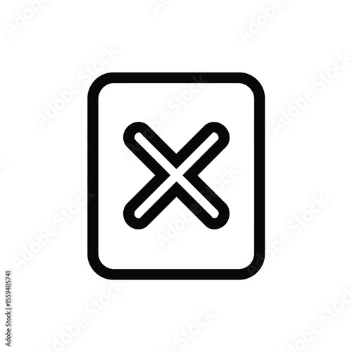 Simple Black Outline of X Mark Inside Rounded Square Checkbox Icon Concept
