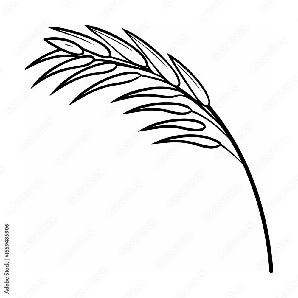 Obraz premium Black and white illustration of a stylized wheat stalk on white background