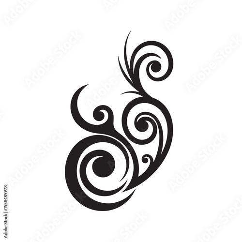 Graceful decorative swirls vector illustration a stunning vintage art silhouette in black and white for elegant design