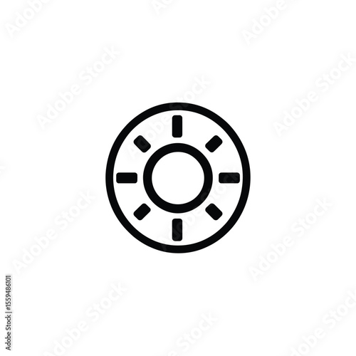 Simple Circle Icon with Eight Rectangle shapes Around it on Transparent Background