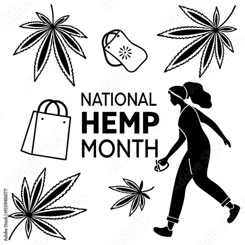 NATIONAL HEMP MONTH vector illustration