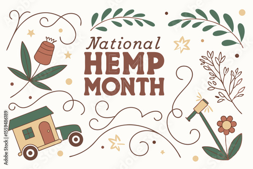NATIONAL HEMP MONTH vector illustration