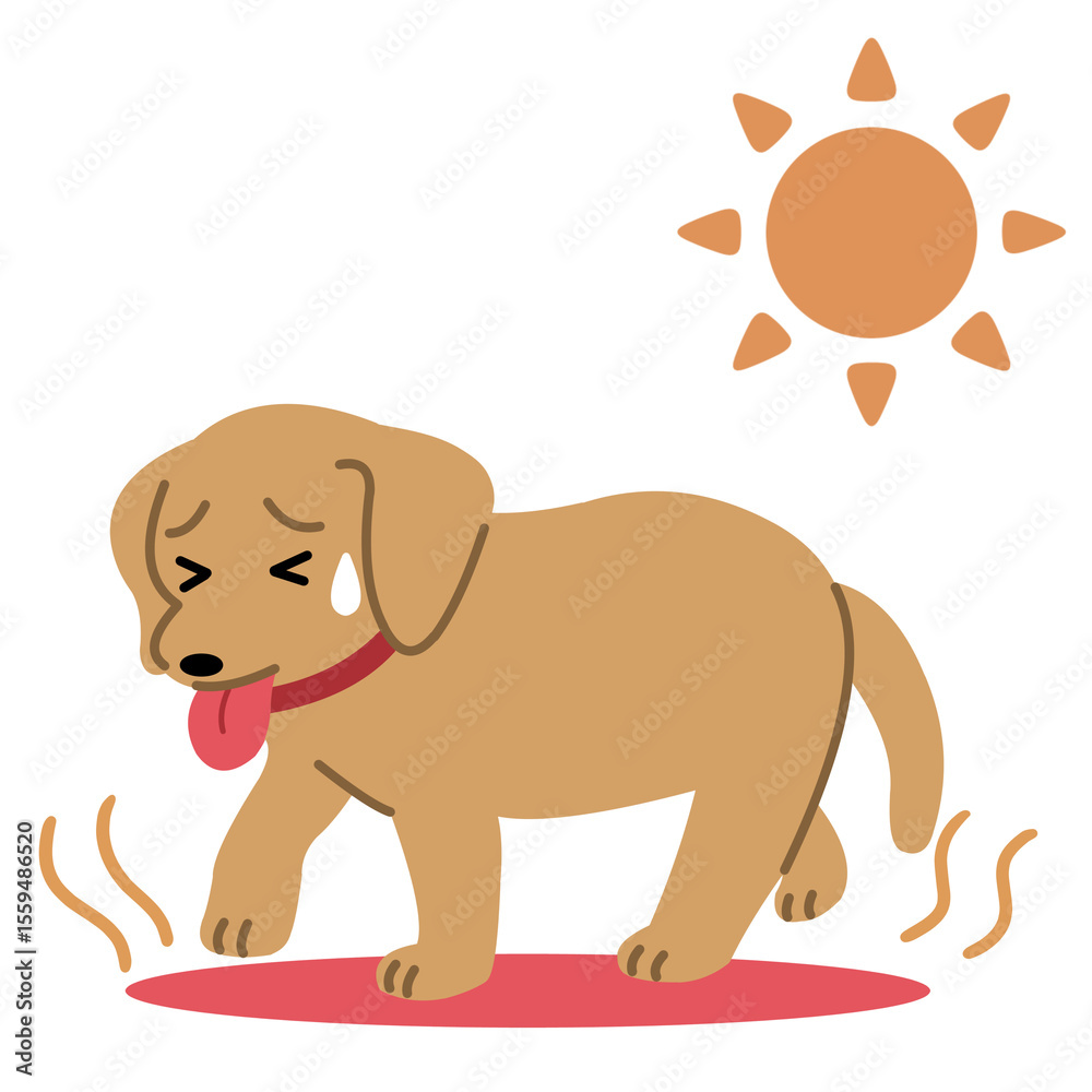 熱中症の犬のイラスト 熱中症の犬のイラスト