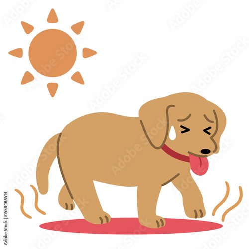 Dog Suffering from Heatstroke – Summer Pet Care Illustration