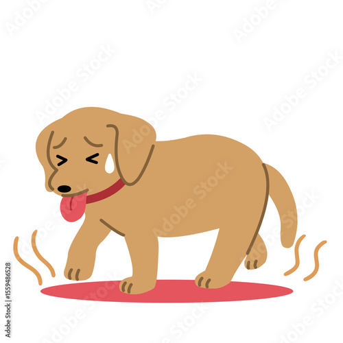 Dog Suffering from Heatstroke – Summer Pet Care Illustration