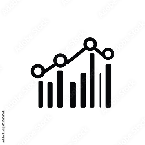 Statistical Graph with Bars and Trend Line on Transparent Background Icon Design