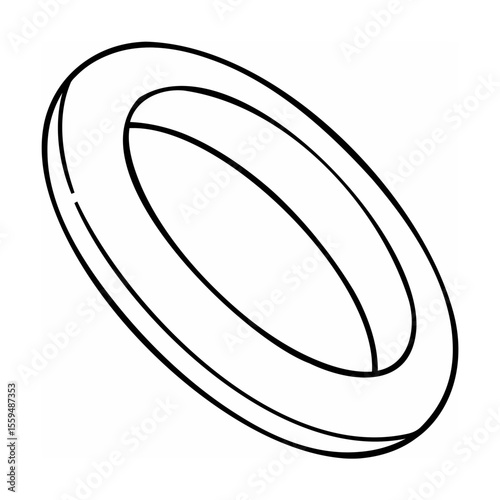 Black and white graphic of a ring shape on a white background
