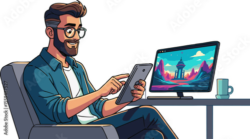 Creative Designer Working on Digital Art Project