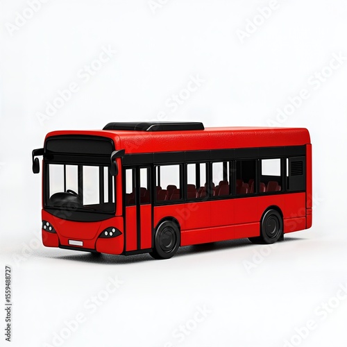 Bright Red City Bus on White Background Simple Transportation Theme