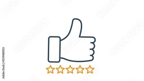 Excellence icon animated. thumb with star icon. animated icon related to motivation. suitable for user interface, provide visual feedback and more. alpha channel, transparent background