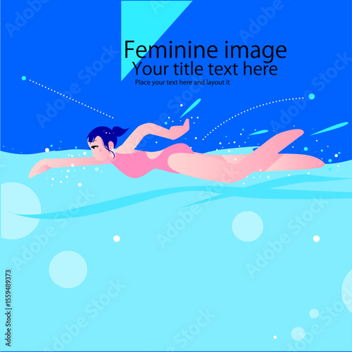 競泳水着で水泳をする女性