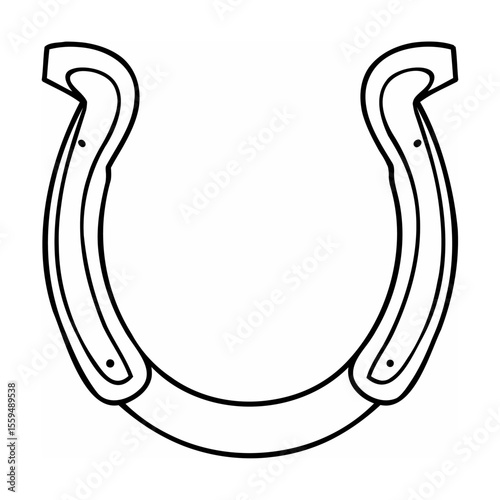 Black and white horseshoe outline with rounded edges and small dots