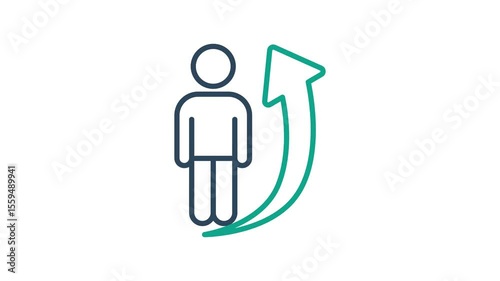 Progress icon animated. people icon with up arrow. animated icon related to motivation. suitable for user interface, provide visual feedback and more. alpha channel, transparent background