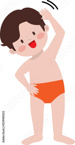 물놀이 준비 운동 체조하는 아이 일러스트