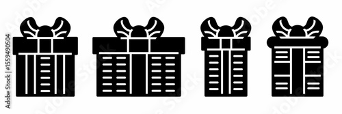 Gift box icon collection. Stock vector illustration.