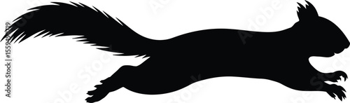 Running Squirrel Silhouette: Dynamic Forest Animal Black Illustration